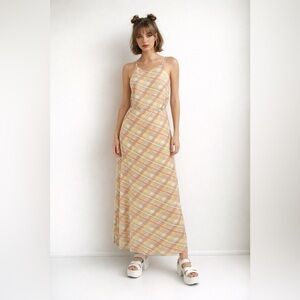 VTG American Eagle Outfitters Y2K 90s Plaid Maxi Dress Preppy Feminine 6